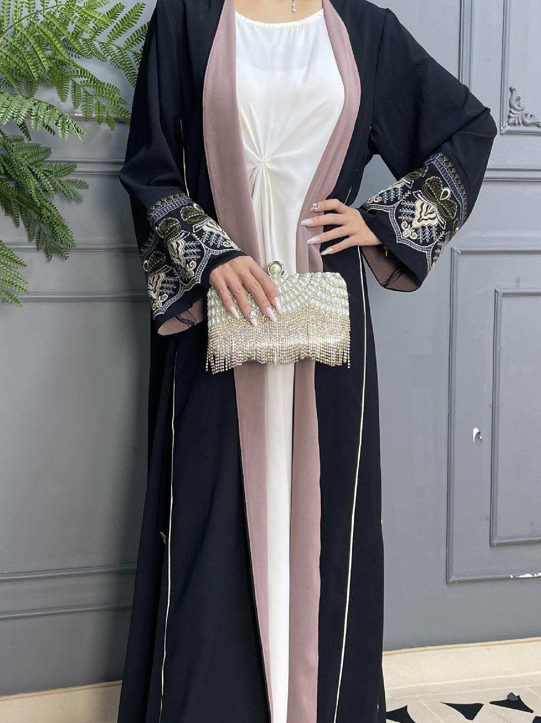 Pink and gold abaya