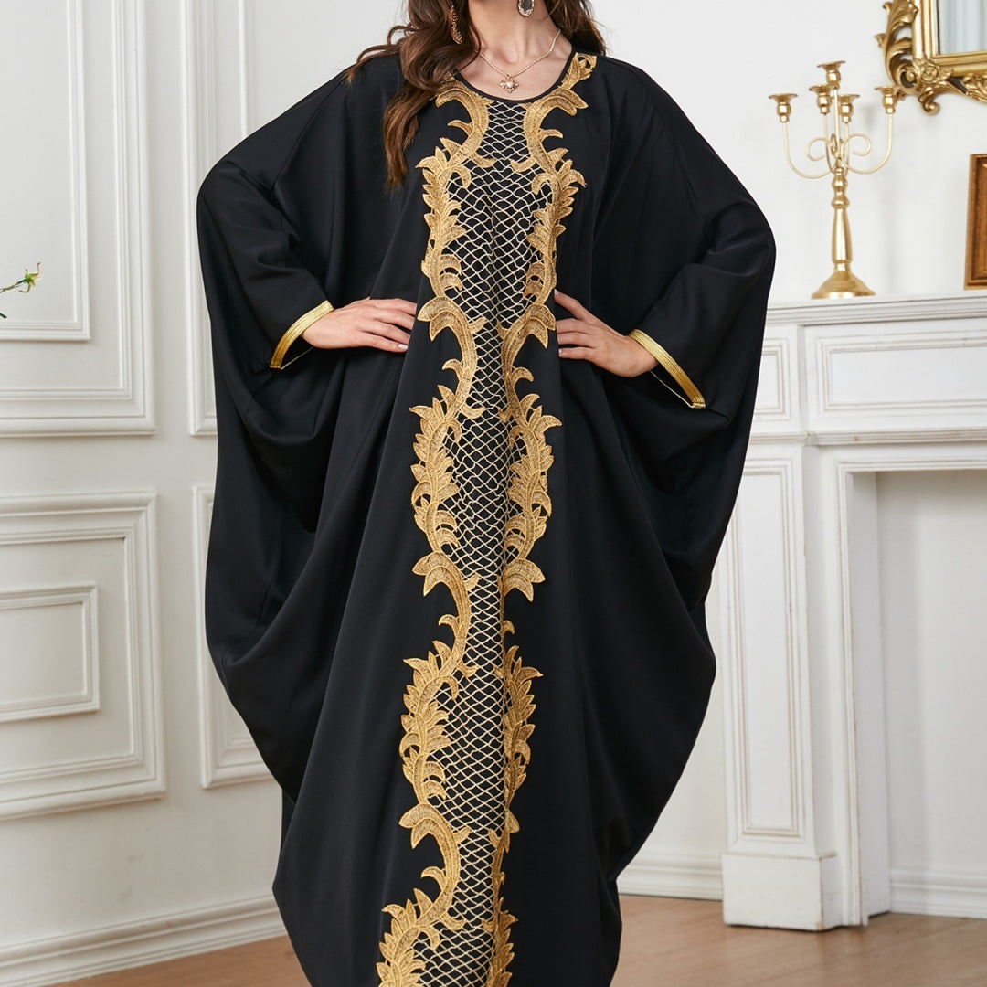 Wide black and gold Sleeve Abaya