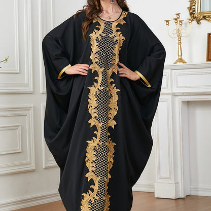 Wide black and gold Sleeve Abaya