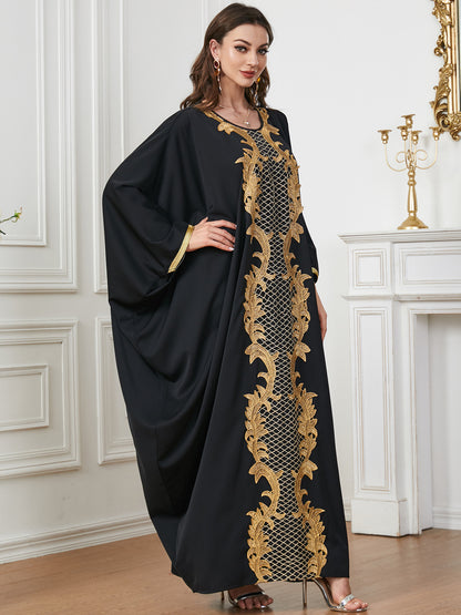 Wide black and gold Sleeve Abaya