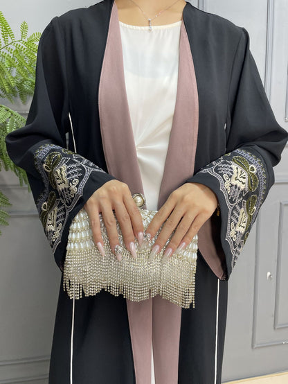 Pink and gold abaya