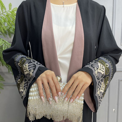 Pink and gold abaya