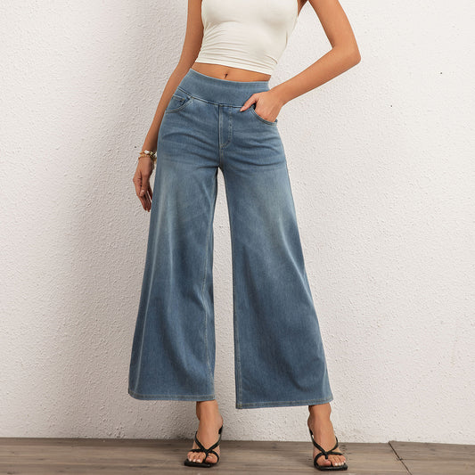 Wide Leg Stretch Casual Jeans