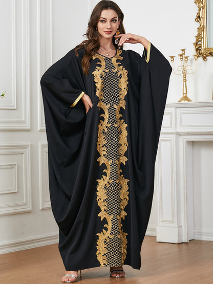 Wide black and gold Sleeve Abaya