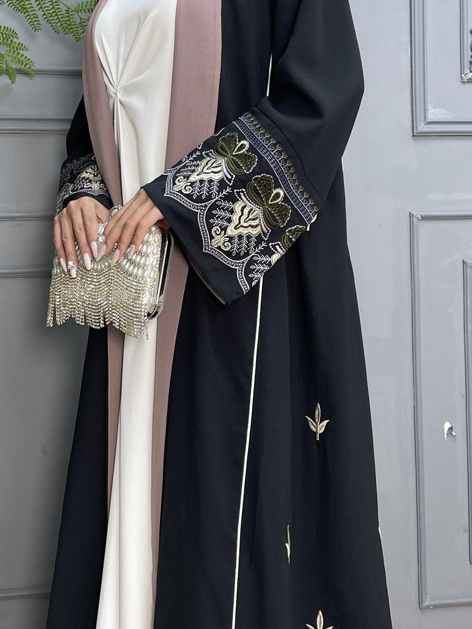 Pink and gold abaya